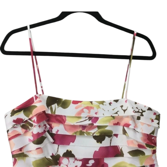 Size 16 Dressbarn Summer Floral Red Spaghetti Strap Multi Tiered Ruffled Dress - Picture 2 of 13